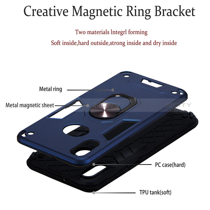 Silikon Hülle Handyhülle und Kunststoff Schutzhülle Hartschalen Tasche mit Magnetisch Fingerring Ständer Y01B für Samsung Galaxy M01s