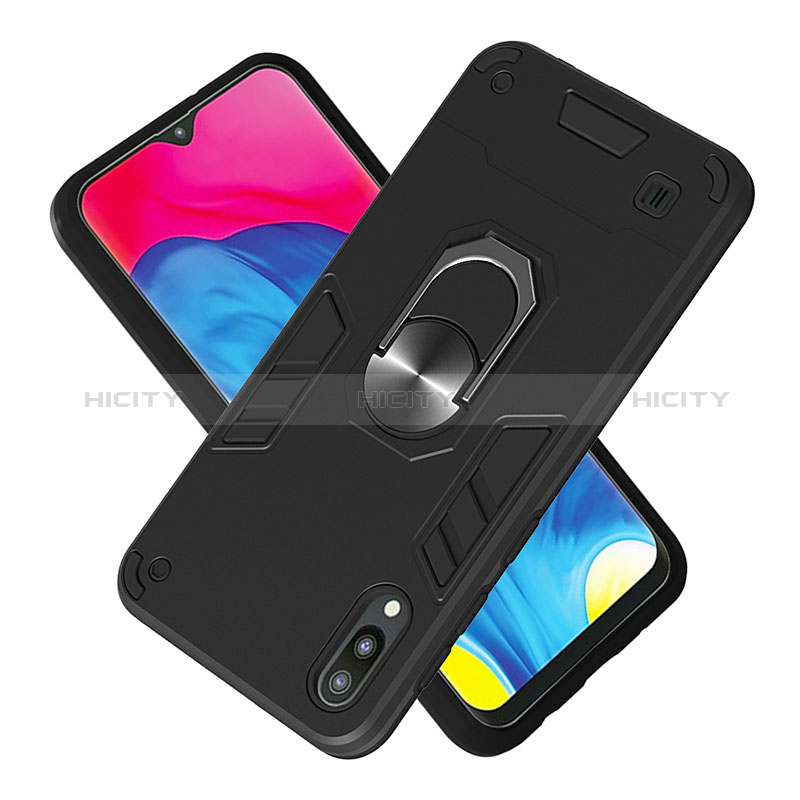 Silikon Hülle Handyhülle und Kunststoff Schutzhülle Hartschalen Tasche mit Magnetisch Fingerring Ständer Y01B für Samsung Galaxy M10 groß