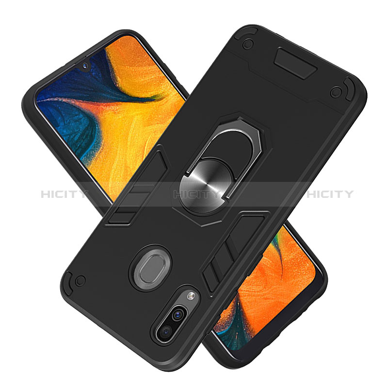 Silikon Hülle Handyhülle und Kunststoff Schutzhülle Hartschalen Tasche mit Magnetisch Fingerring Ständer Y01B für Samsung Galaxy M10S