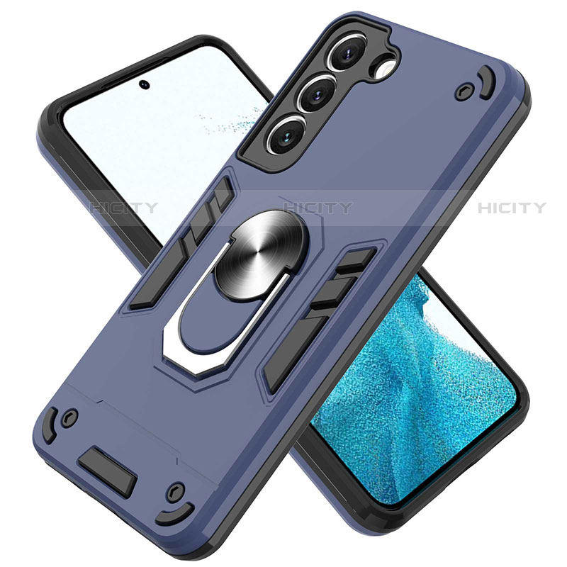 Silikon Hülle Handyhülle und Kunststoff Schutzhülle Hartschalen Tasche mit Magnetisch Fingerring Ständer Y01B für Samsung Galaxy S21 Plus 5G
