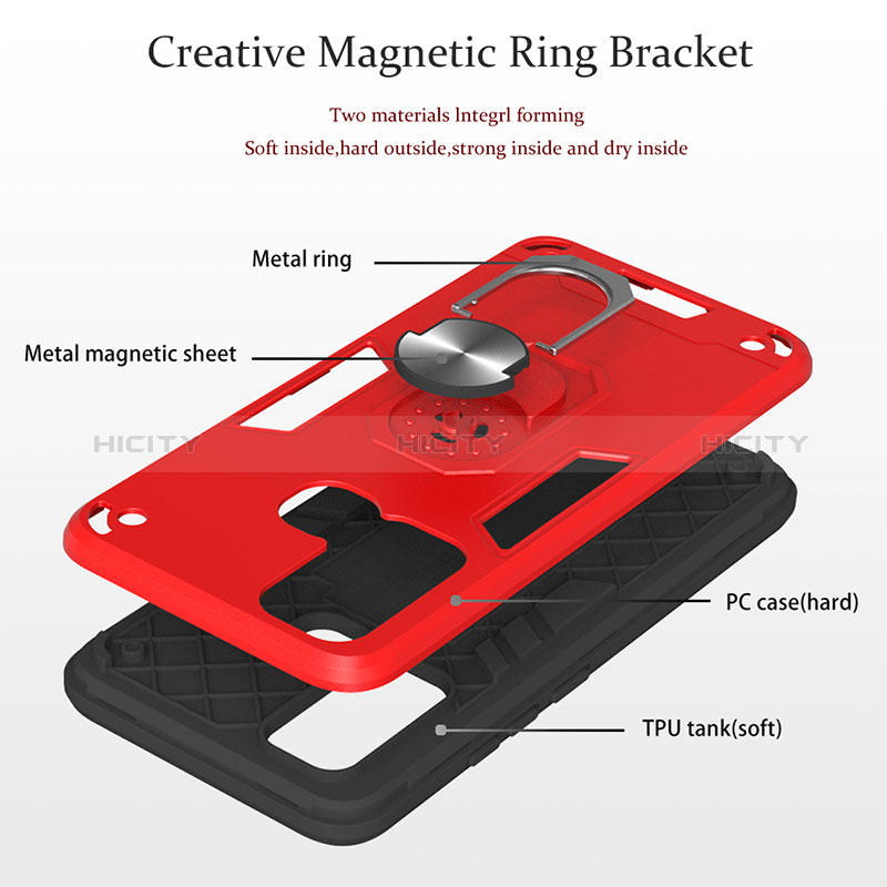Silikon Hülle Handyhülle und Kunststoff Schutzhülle Hartschalen Tasche mit Magnetisch Fingerring Ständer Y01B für Vivo Y50 groß