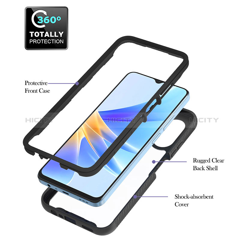 Silikon Hülle Handyhülle und Kunststoff Schutzhülle Hartschalen Tasche mit Magnetisch Fingerring Ständer YB1 für Oppo A17 groß