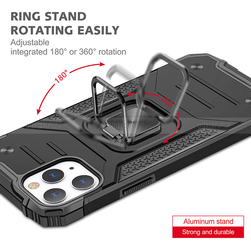 Silikon Hülle Handyhülle und Kunststoff Schutzhülle Hartschalen Tasche mit Magnetisch Fingerring Ständer YF1 für Apple iPhone 13 Pro Max