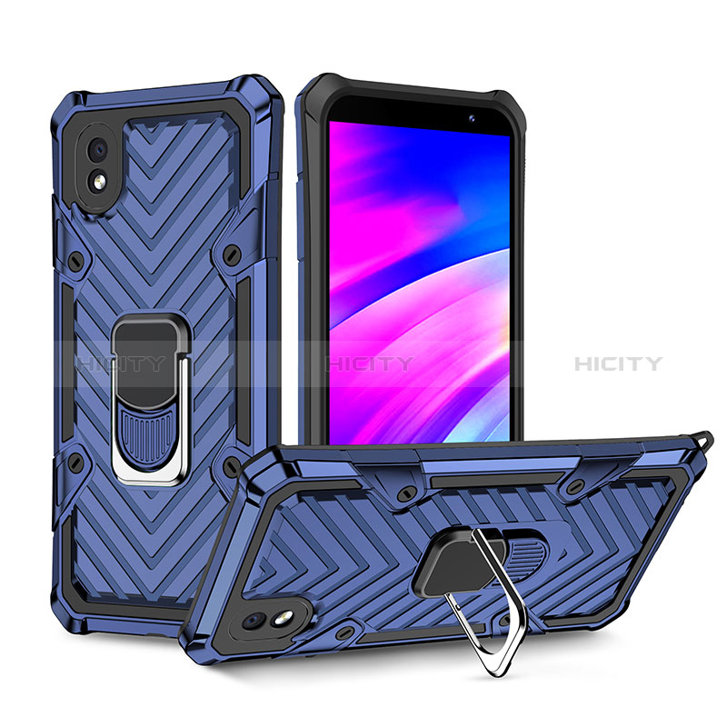 Silikon Hülle Handyhülle und Kunststoff Schutzhülle Hartschalen Tasche mit Magnetisch Fingerring Ständer YF1 für Samsung Galaxy A01 Core groß