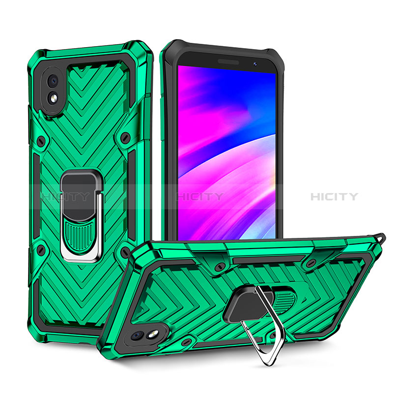 Silikon Hülle Handyhülle und Kunststoff Schutzhülle Hartschalen Tasche mit Magnetisch Fingerring Ständer YF1 für Samsung Galaxy A01 Core groß