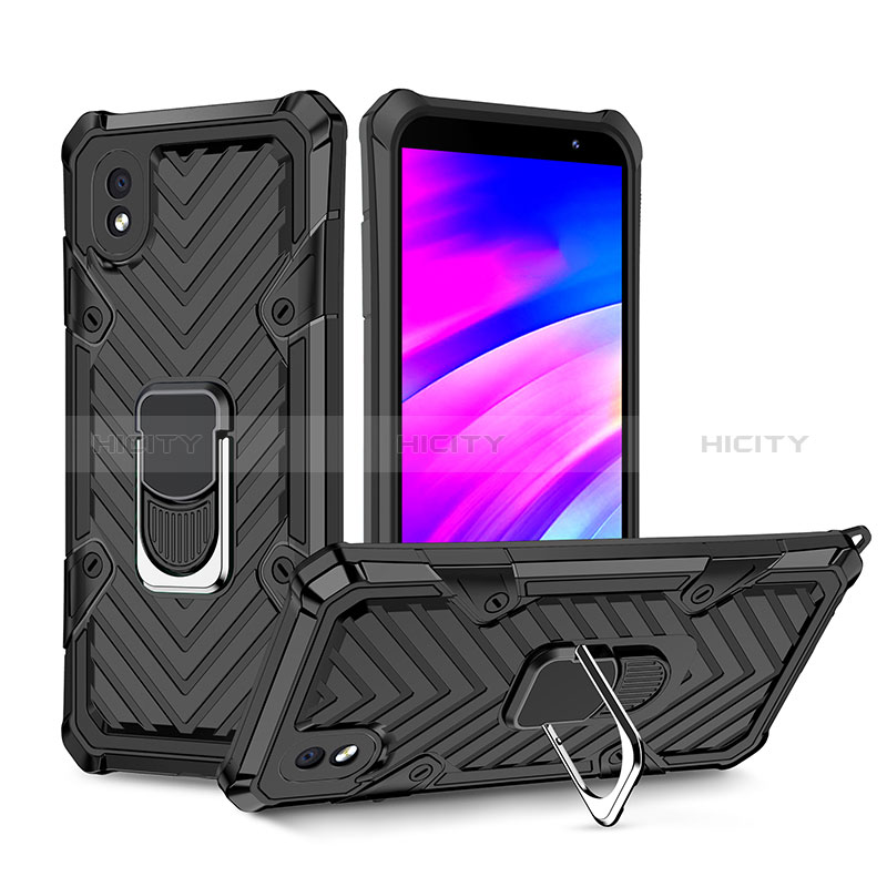 Silikon Hülle Handyhülle und Kunststoff Schutzhülle Hartschalen Tasche mit Magnetisch Fingerring Ständer YF1 für Samsung Galaxy A01 Core groß