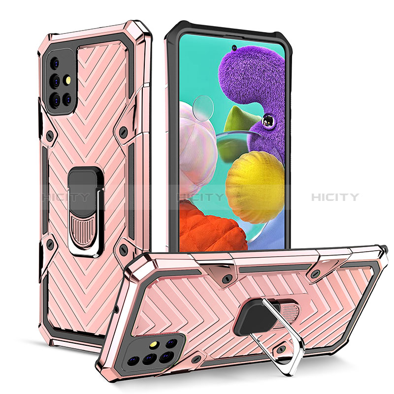 Silikon Hülle Handyhülle und Kunststoff Schutzhülle Hartschalen Tasche mit Magnetisch Fingerring Ständer YF1 für Samsung Galaxy A51 5G