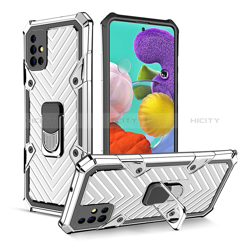 Silikon Hülle Handyhülle und Kunststoff Schutzhülle Hartschalen Tasche mit Magnetisch Fingerring Ständer YF1 für Samsung Galaxy A51 5G