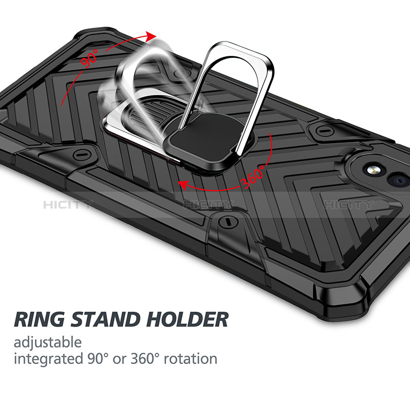Silikon Hülle Handyhülle und Kunststoff Schutzhülle Hartschalen Tasche mit Magnetisch Fingerring Ständer YF1 für Samsung Galaxy M01 Core groß