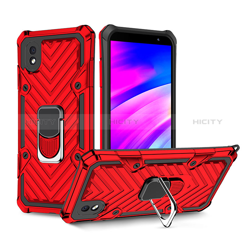 Silikon Hülle Handyhülle und Kunststoff Schutzhülle Hartschalen Tasche mit Magnetisch Fingerring Ständer YF1 für Samsung Galaxy M01 Core groß