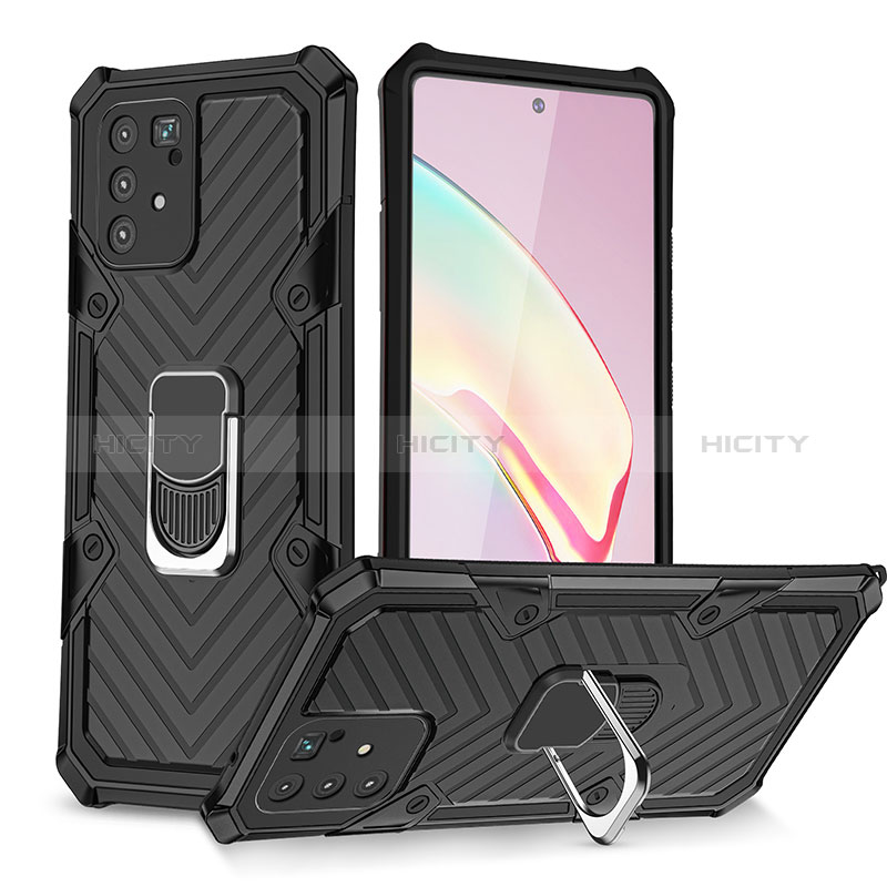 Silikon Hülle Handyhülle und Kunststoff Schutzhülle Hartschalen Tasche mit Magnetisch Fingerring Ständer YF1 für Samsung Galaxy M80S groß