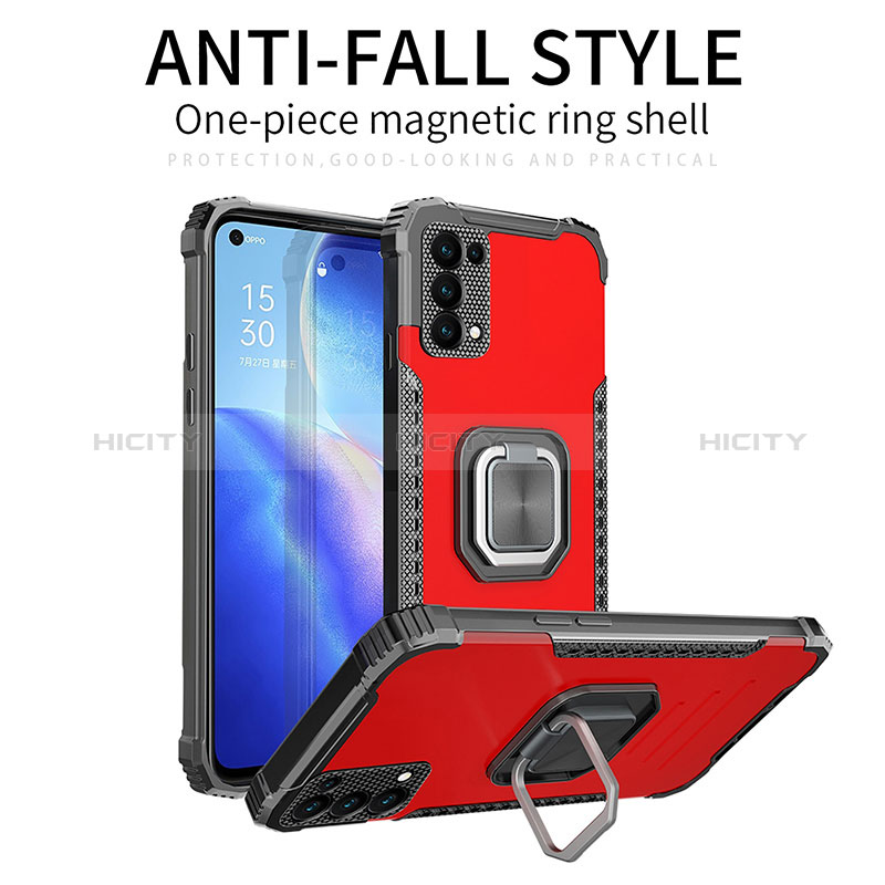 Silikon Hülle Handyhülle und Kunststoff Schutzhülle Hartschalen Tasche mit Magnetisch Fingerring Ständer ZJ1 für Samsung Galaxy A02s