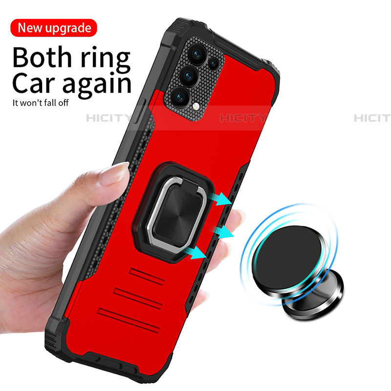 Silikon Hülle Handyhülle und Kunststoff Schutzhülle Hartschalen Tasche mit Magnetisch Fingerring Ständer ZJ1 für Samsung Galaxy A03s groß