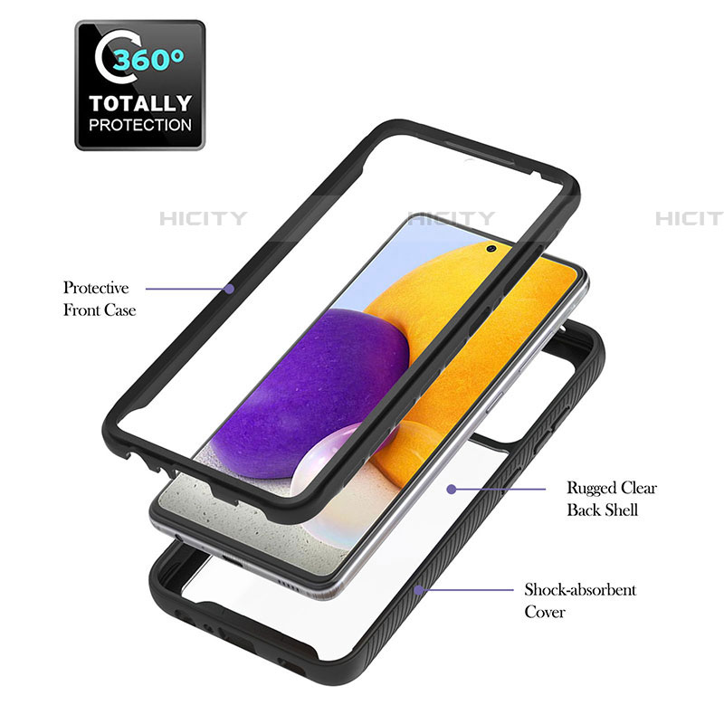 Silikon Hülle Handyhülle und Kunststoff Schutzhülle Hartschalen Tasche mit Magnetisch Fingerring Ständer ZJ1 für Samsung Galaxy A72 4G