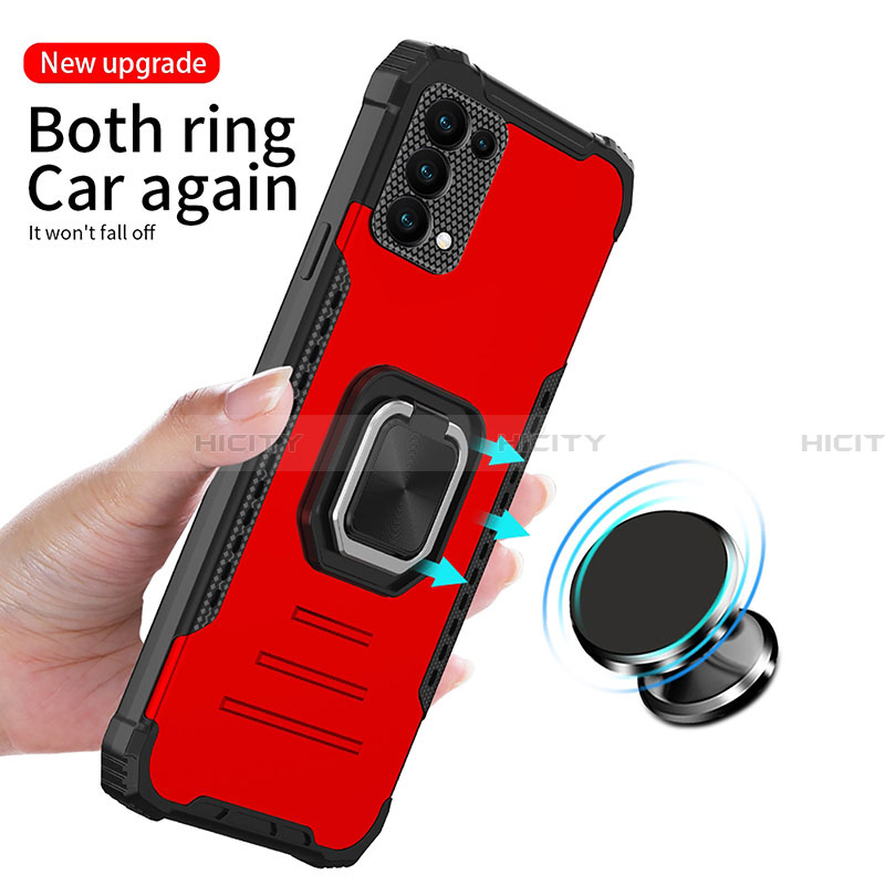 Silikon Hülle Handyhülle und Kunststoff Schutzhülle Hartschalen Tasche mit Magnetisch Fingerring Ständer ZJ1 für Samsung Galaxy F02S SM-E025F