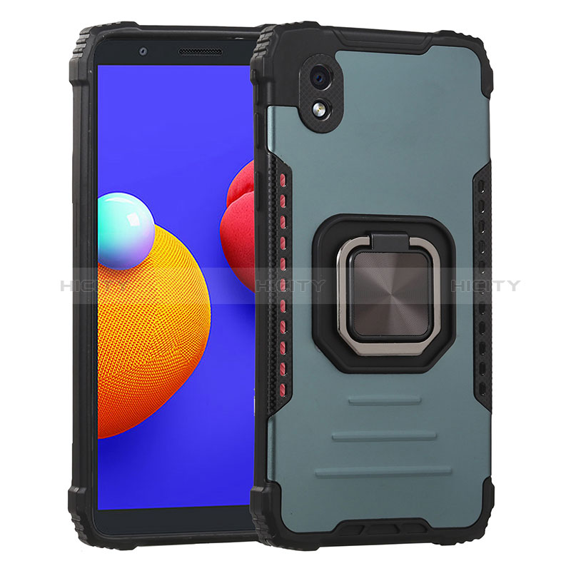 Silikon Hülle Handyhülle und Kunststoff Schutzhülle Hartschalen Tasche mit Magnetisch Fingerring Ständer ZJ2 für Samsung Galaxy A01 Core