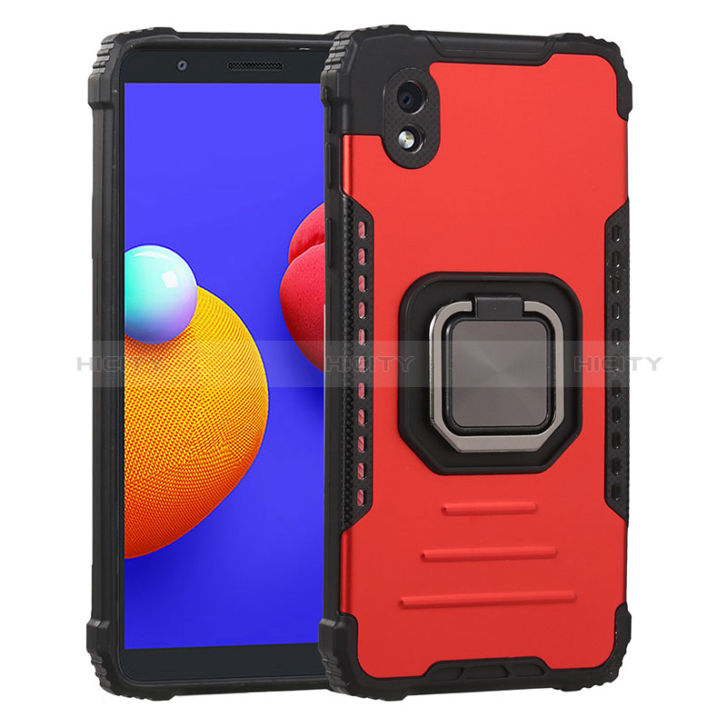 Silikon Hülle Handyhülle und Kunststoff Schutzhülle Hartschalen Tasche mit Magnetisch Fingerring Ständer ZJ2 für Samsung Galaxy A01 Core