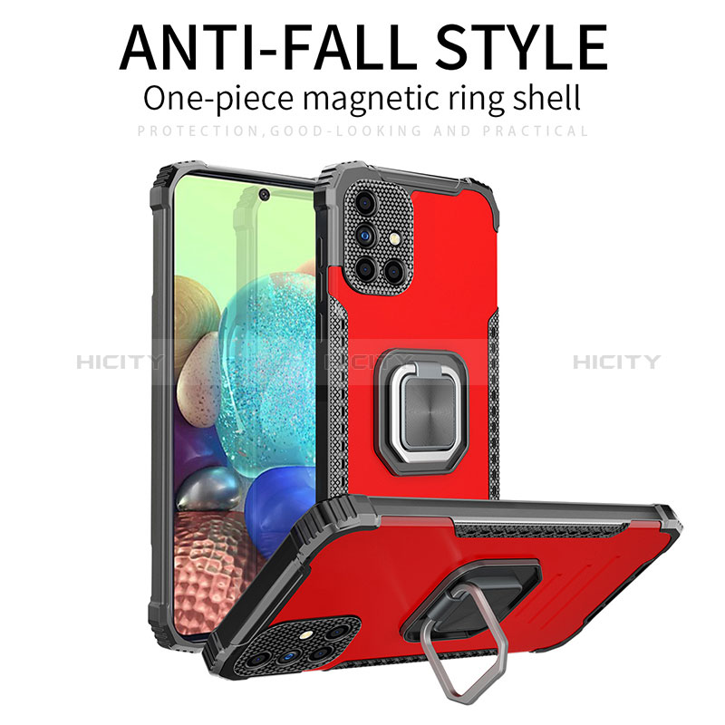 Silikon Hülle Handyhülle und Kunststoff Schutzhülle Hartschalen Tasche mit Magnetisch Fingerring Ständer ZJ2 für Samsung Galaxy A21s groß