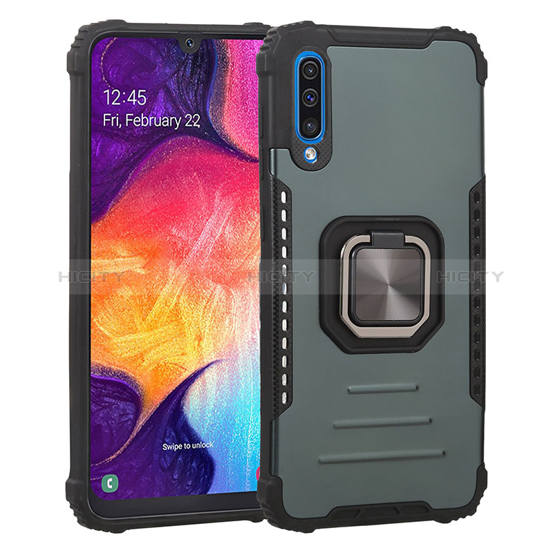 Silikon Hülle Handyhülle und Kunststoff Schutzhülle Hartschalen Tasche mit Magnetisch Fingerring Ständer ZJ2 für Samsung Galaxy A30S