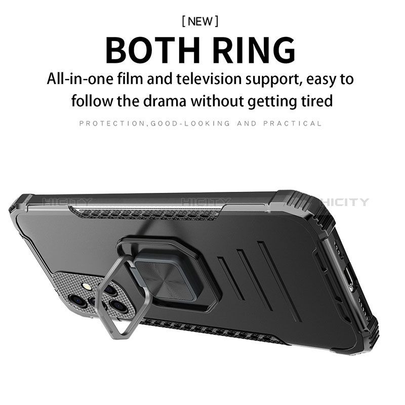 Silikon Hülle Handyhülle und Kunststoff Schutzhülle Hartschalen Tasche mit Magnetisch Fingerring Ständer ZJ2 für Samsung Galaxy A31 groß