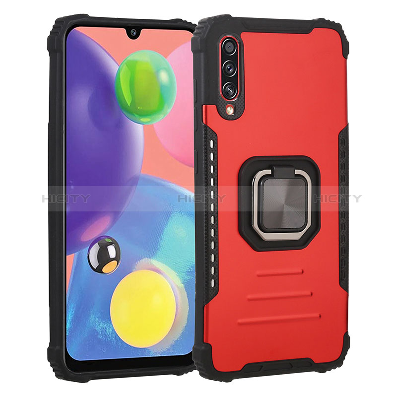 Silikon Hülle Handyhülle und Kunststoff Schutzhülle Hartschalen Tasche mit Magnetisch Fingerring Ständer ZJ2 für Samsung Galaxy A70 groß