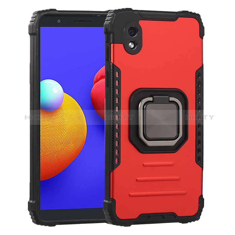 Silikon Hülle Handyhülle und Kunststoff Schutzhülle Hartschalen Tasche mit Magnetisch Fingerring Ständer ZJ2 für Samsung Galaxy M01 Core