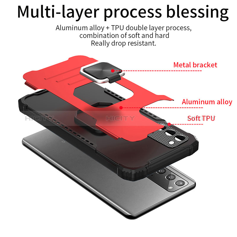 Silikon Hülle Handyhülle und Kunststoff Schutzhülle Hartschalen Tasche mit Magnetisch Fingerring Ständer ZJ2 für Samsung Galaxy S20 FE 4G