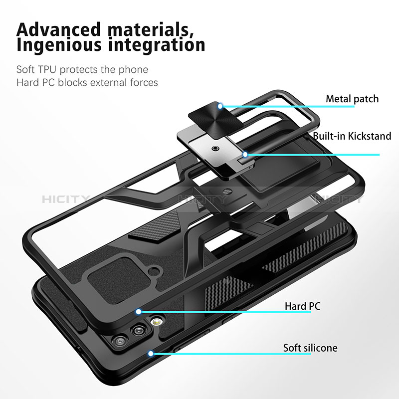 Silikon Hülle Handyhülle und Kunststoff Schutzhülle Hartschalen Tasche mit Magnetisch Fingerring Ständer ZL1 für Samsung Galaxy A42 5G groß