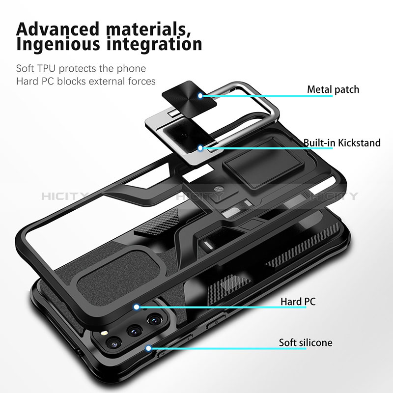 Silikon Hülle Handyhülle und Kunststoff Schutzhülle Hartschalen Tasche mit Magnetisch Fingerring Ständer ZL1 für Samsung Galaxy S20 groß