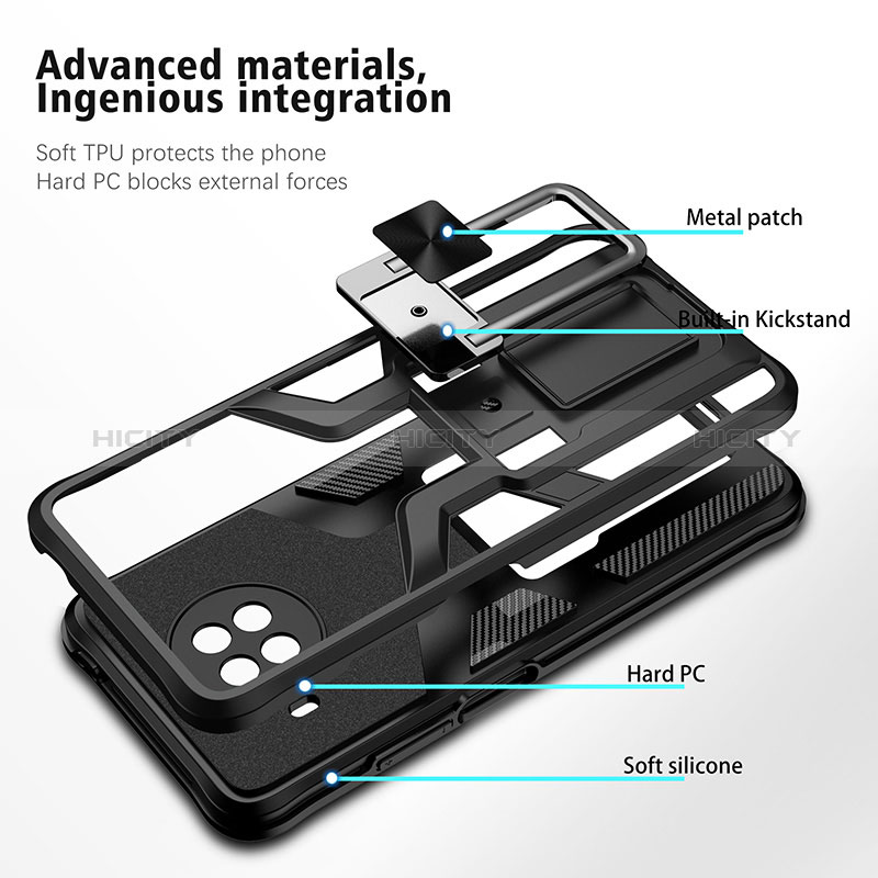 Silikon Hülle Handyhülle und Kunststoff Schutzhülle Hartschalen Tasche mit Magnetisch Fingerring Ständer ZL1 für Xiaomi Mi 10i 5G groß