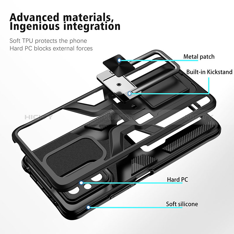 Silikon Hülle Handyhülle und Kunststoff Schutzhülle Hartschalen Tasche mit Magnetisch Fingerring Ständer ZL1 für Xiaomi Redmi Note 10 Pro 4G groß