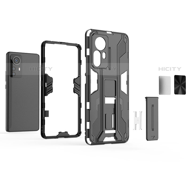 Silikon Hülle Handyhülle und Kunststoff Schutzhülle Hartschalen Tasche mit Magnetisch Ständer A01 für Xiaomi Mi 12S Pro 5G