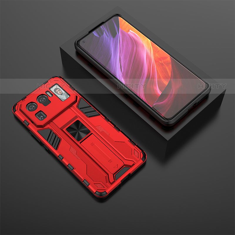 Silikon Hülle Handyhülle und Kunststoff Schutzhülle Hartschalen Tasche mit Magnetisch Ständer A02 für Xiaomi Mi 11 Ultra 5G Rot