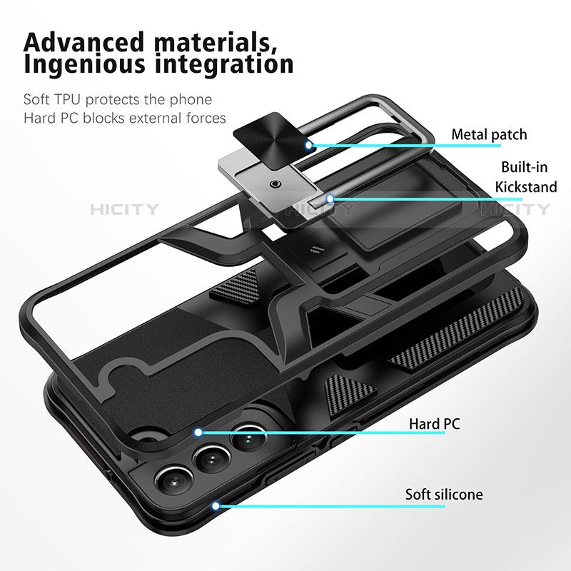 Silikon Hülle Handyhülle und Kunststoff Schutzhülle Hartschalen Tasche mit Magnetisch Ständer A05 für Samsung Galaxy S23 Plus 5G