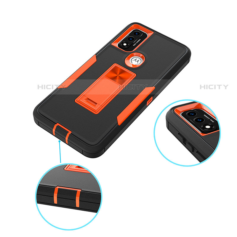 Silikon Hülle Handyhülle und Kunststoff Schutzhülle Hartschalen Tasche mit Magnetisch Ständer für Motorola Moto G Pure