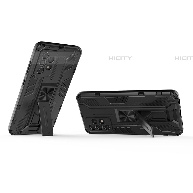 Silikon Hülle Handyhülle und Kunststoff Schutzhülle Hartschalen Tasche mit Magnetisch Ständer für Samsung Galaxy A52 5G