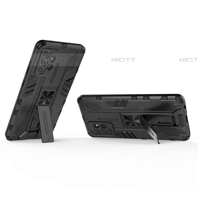 Silikon Hülle Handyhülle und Kunststoff Schutzhülle Hartschalen Tasche mit Magnetisch Ständer für Samsung Galaxy A72 4G