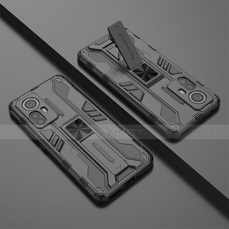 Silikon Hülle Handyhülle und Kunststoff Schutzhülle Hartschalen Tasche mit Magnetisch Ständer für Xiaomi Mi 12 5G groß