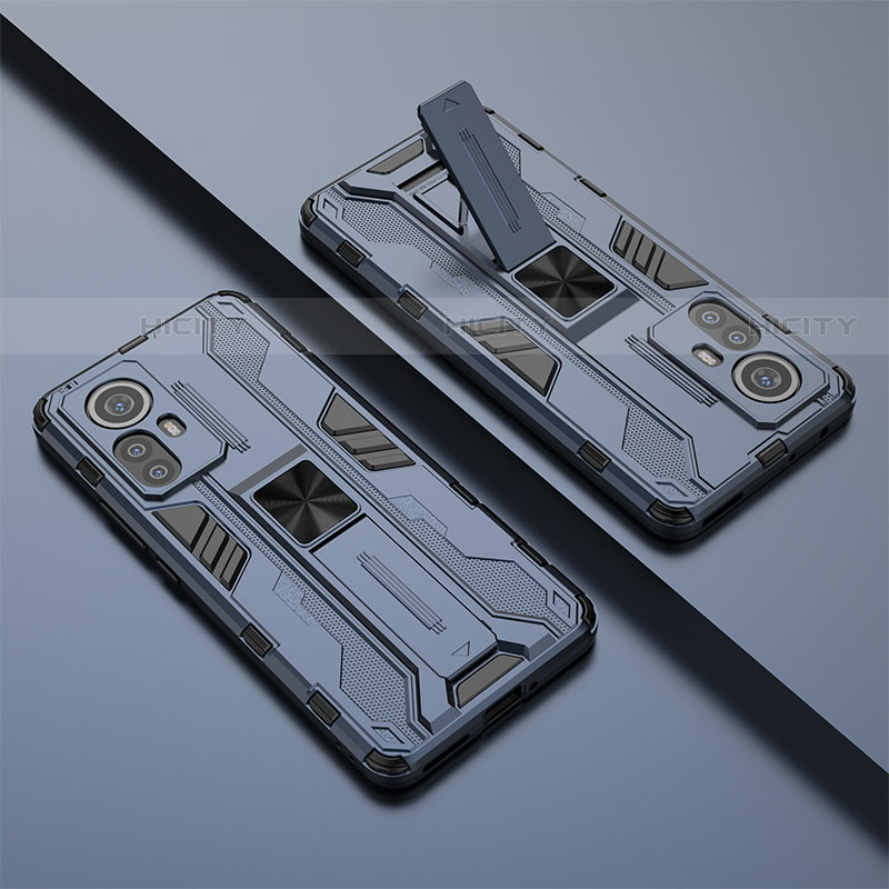 Silikon Hülle Handyhülle und Kunststoff Schutzhülle Hartschalen Tasche mit Magnetisch Ständer für Xiaomi Mi 12 Pro 5G groß