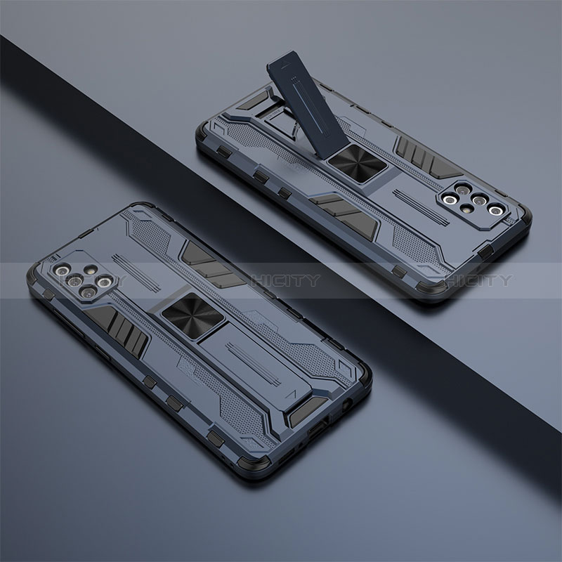 Silikon Hülle Handyhülle und Kunststoff Schutzhülle Hartschalen Tasche mit Magnetisch Ständer KC1 für Samsung Galaxy A71 4G A715 groß