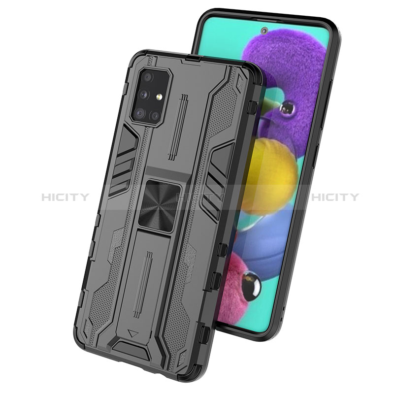 Silikon Hülle Handyhülle und Kunststoff Schutzhülle Hartschalen Tasche mit Magnetisch Ständer KC1 für Samsung Galaxy M40S