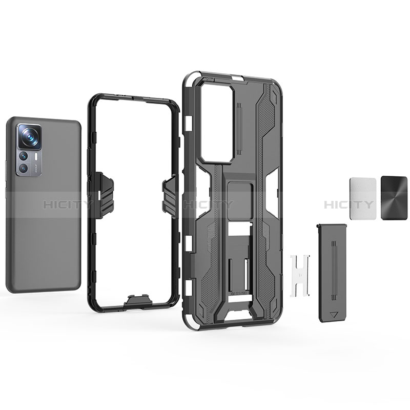 Silikon Hülle Handyhülle und Kunststoff Schutzhülle Hartschalen Tasche mit Magnetisch Ständer KC1 für Xiaomi Mi 12T Pro 5G
