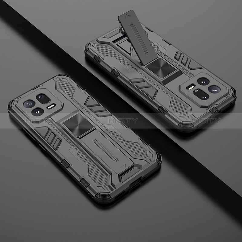 Silikon Hülle Handyhülle und Kunststoff Schutzhülle Hartschalen Tasche mit Magnetisch Ständer KC1 für Xiaomi Mi 13 5G groß