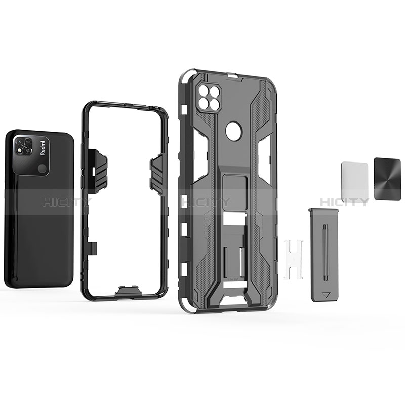 Silikon Hülle Handyhülle und Kunststoff Schutzhülle Hartschalen Tasche mit Magnetisch Ständer KC1 für Xiaomi POCO C31