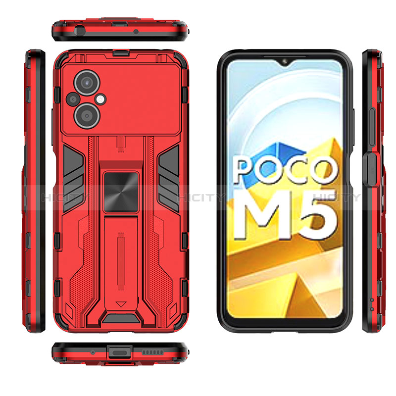 Silikon Hülle Handyhülle und Kunststoff Schutzhülle Hartschalen Tasche mit Magnetisch Ständer KC1 für Xiaomi Poco M5 4G groß