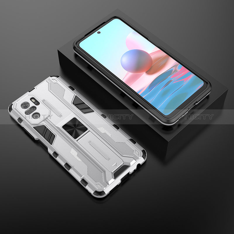 Silikon Hülle Handyhülle und Kunststoff Schutzhülle Hartschalen Tasche mit Magnetisch Ständer KC1 für Xiaomi Poco M5S