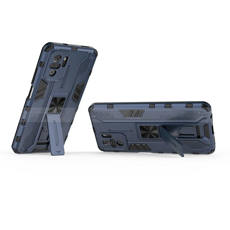 Silikon Hülle Handyhülle und Kunststoff Schutzhülle Hartschalen Tasche mit Magnetisch Ständer KC1 für Xiaomi Poco M5S