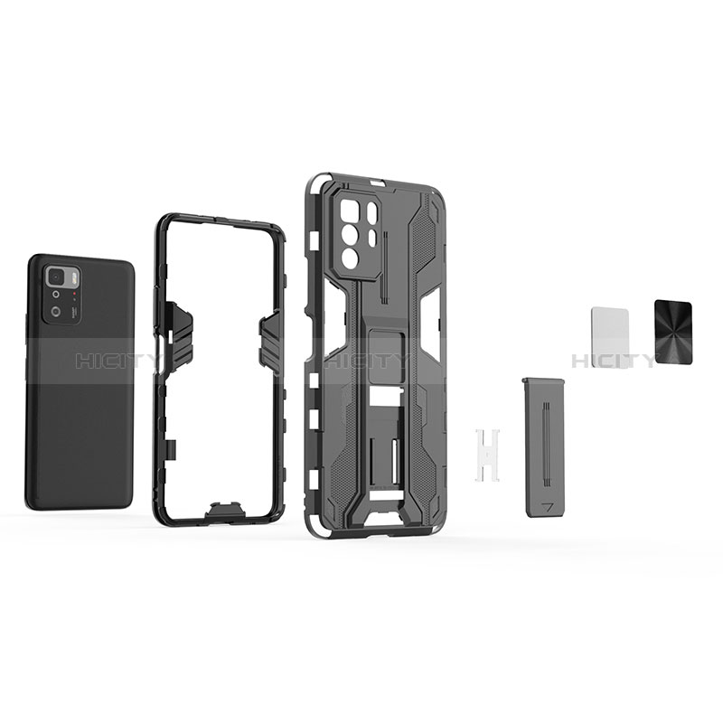Silikon Hülle Handyhülle und Kunststoff Schutzhülle Hartschalen Tasche mit Magnetisch Ständer KC1 für Xiaomi Poco X3 GT 5G