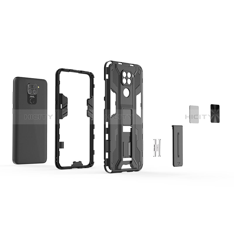 Silikon Hülle Handyhülle und Kunststoff Schutzhülle Hartschalen Tasche mit Magnetisch Ständer KC1 für Xiaomi Redmi 10X 4G groß