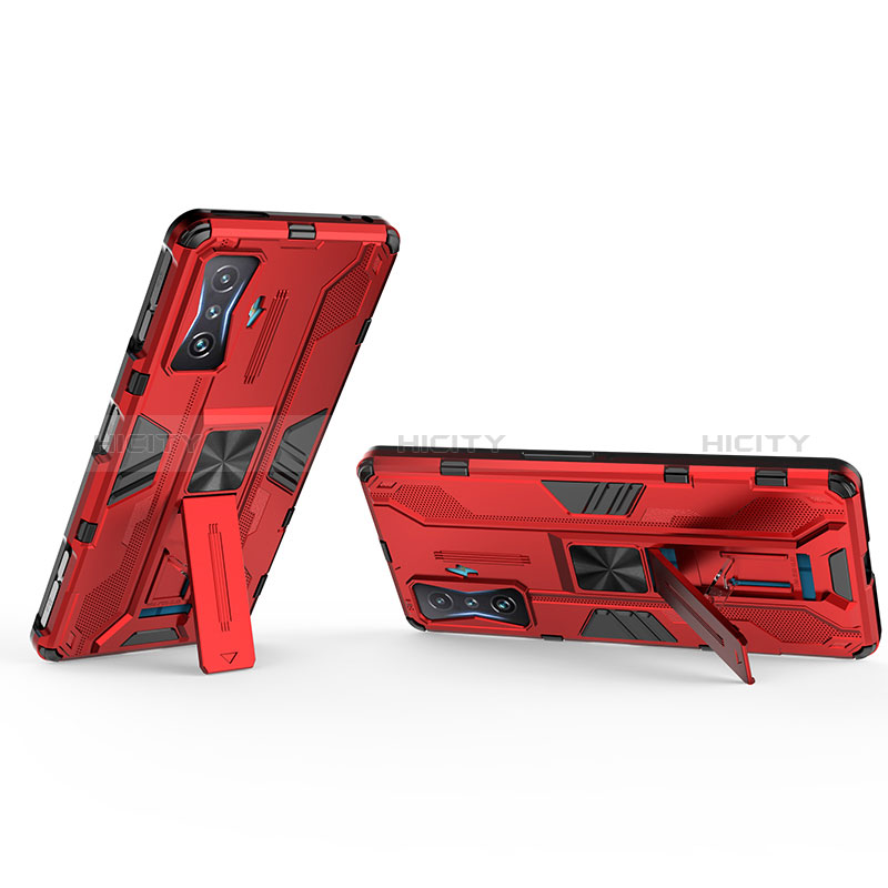 Silikon Hülle Handyhülle und Kunststoff Schutzhülle Hartschalen Tasche mit Magnetisch Ständer KC1 für Xiaomi Redmi K50 Gaming 5G